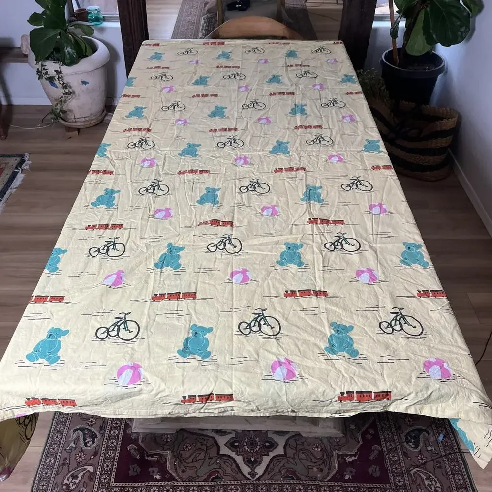 IKEA KÄPPHÄST Twin Duvet Cover and Pillowcase Set Yellow Bear Bikes Trains